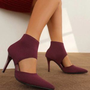 Burgundy Minimalist cut-out Stiletto Ankle Bootie